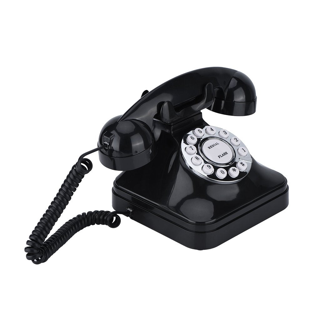 Naroote Vintage Negro Multifunción Plástico Teléfono de casa Retro Wire Teléfono Fijo WX-3011