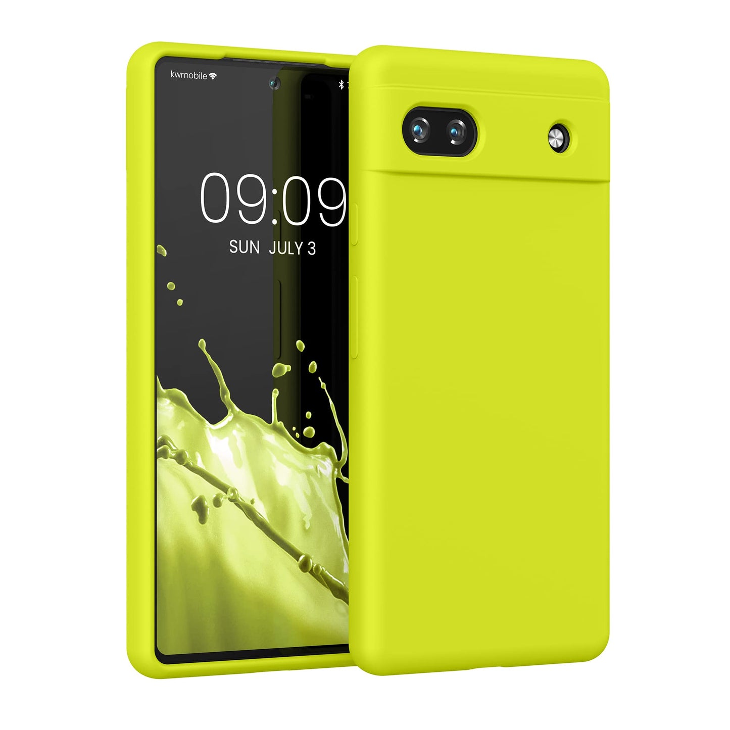 kwmobile Carcasa Compatible con Google Pixel 6a Funda - Case TPU y Silicona antigolpes - Apto Carga inalámbrica - Amarillo limón