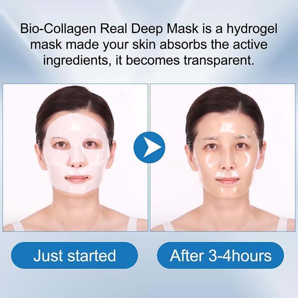 Mascarilla Bio Colágeno, Mascarilla de Colágeno, Minimiza los Poros Mejora la Elasticidad, Mascarillas Faciales para Reafirmación del Rostro en Mujeres y Adolescentes (3 Cajas - 15 Piezas)