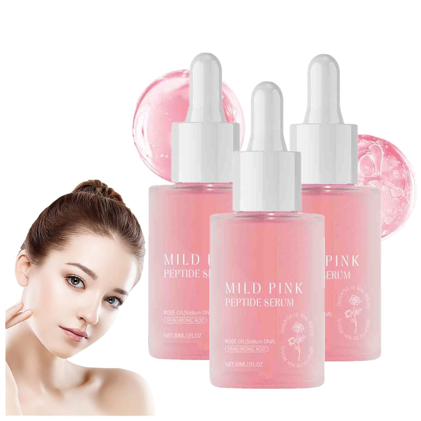 Rose PDRN Pink Peptide Serum, Vegan PDRN Anti-Aging Serum for Fine Lines and Wrinkles, Anti-Aging Minimize Wrinkles and Lifting Firming (30ml,3pc)