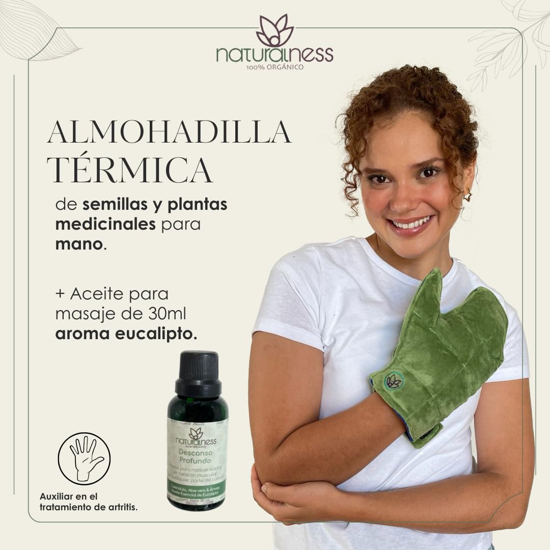 Paquete Compresa de Semillas para Mano y Aceite para Masaje 30 ml