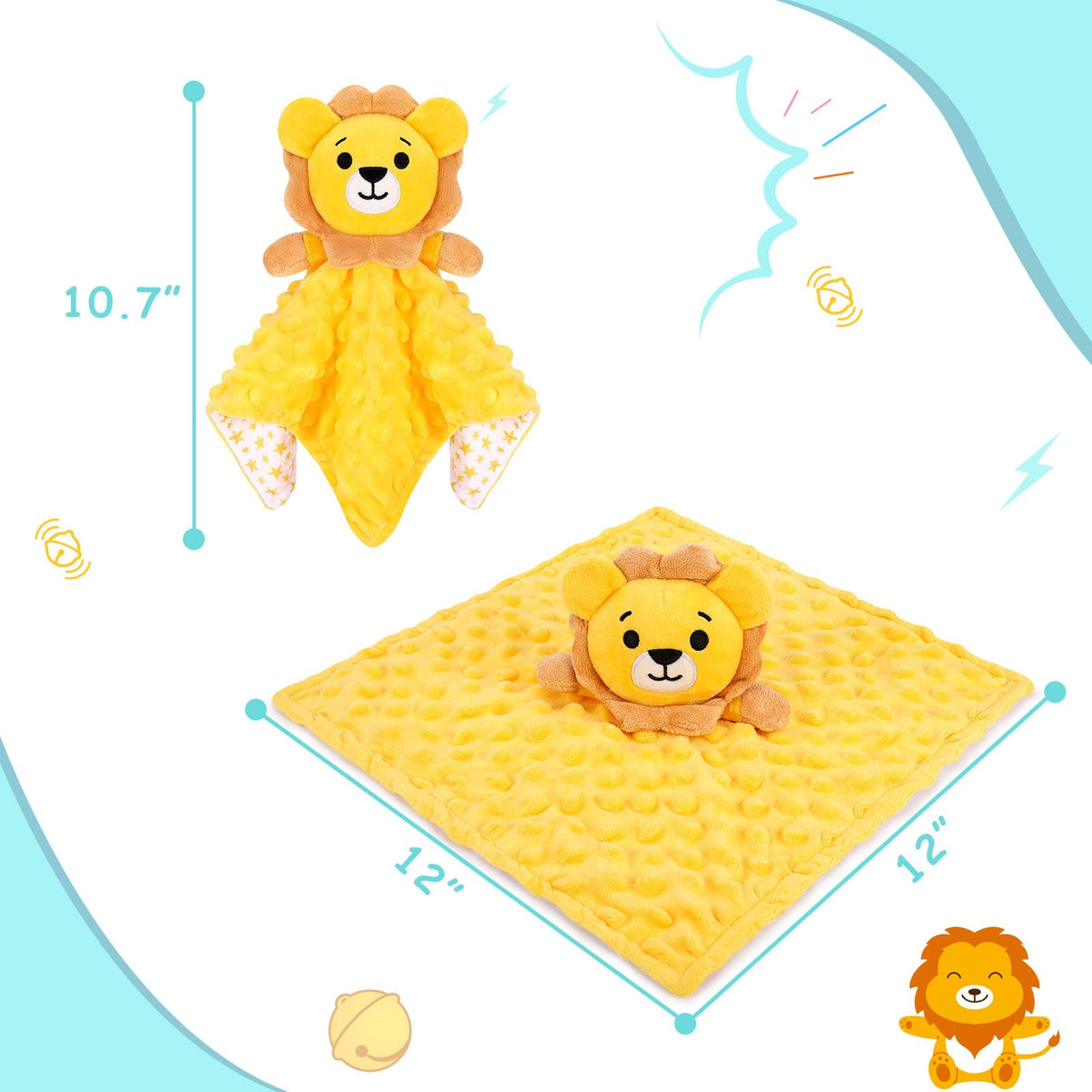Sprinqdawin - Mantas de seguridad de león para bebés, manta de seguridad de bebé de león para recién nacidos, juguete suave para bebé, regalos de animales de peluche para niños y niñas, amor de león