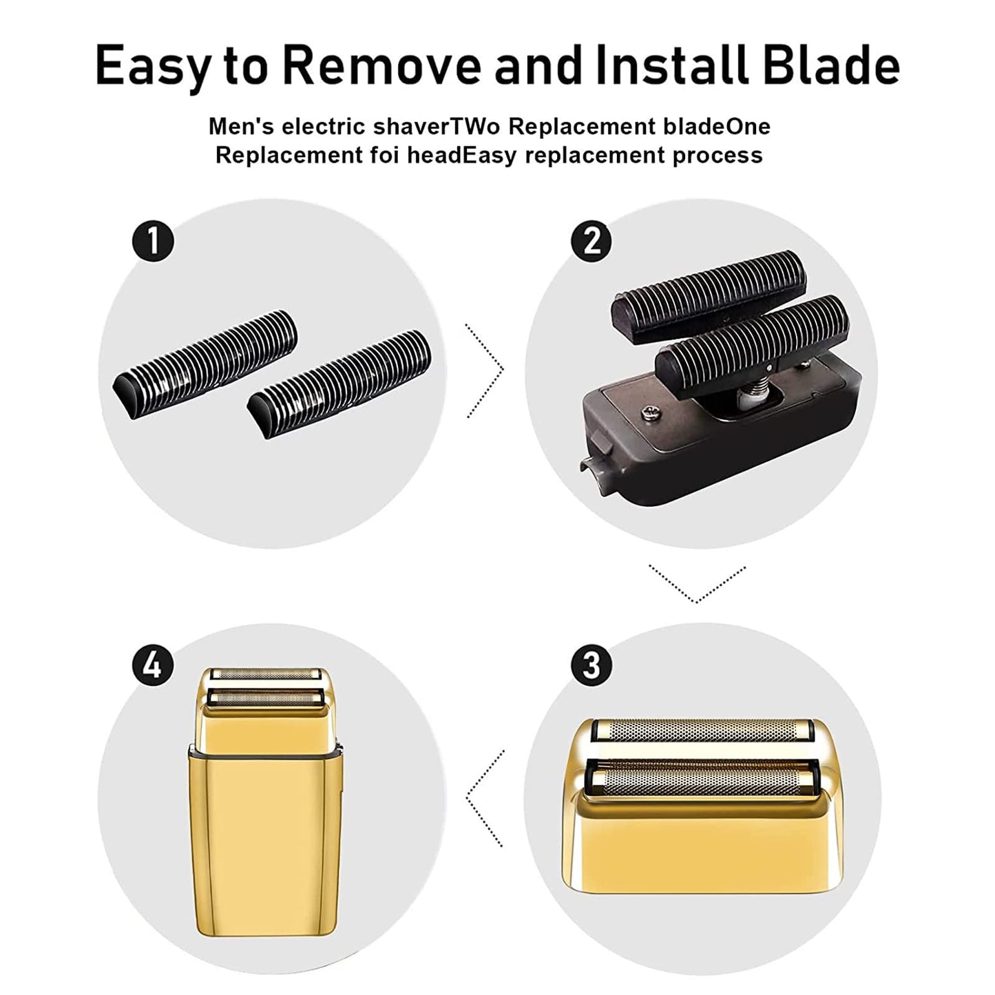 colorski- "Lámina de repuesto y cuchillas para afeitadora compatibles con BaBylissPRO Barberology Double FXFS2 (2 piezas doradas)