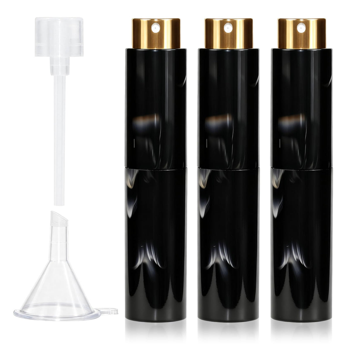 Vitog - Atomizador de perfume de viaje recargable con textura de mármol de 10 ml, dispensador de colonia vacía mini botella con embudo y pulverizador, pulverizador de fragancia de relleno inferior