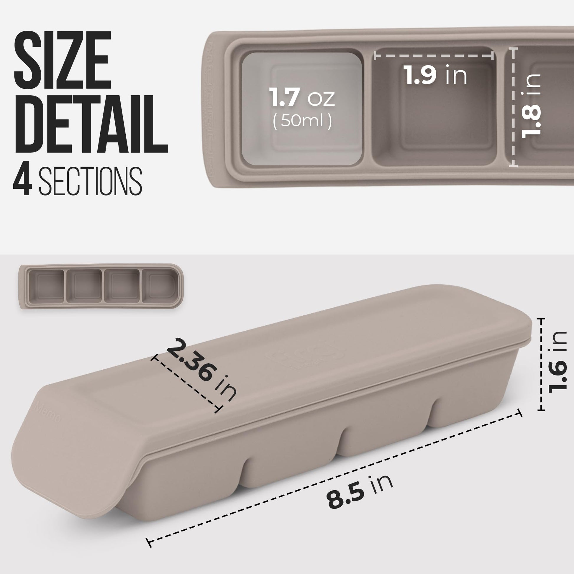 Firgi - Bandeja de silicona para congelador con tapa, 100 % silicona platino de grado alimenticio, resistente a fugas y apta para lavaplatos para preparación de alimentos para bebés, leche materna