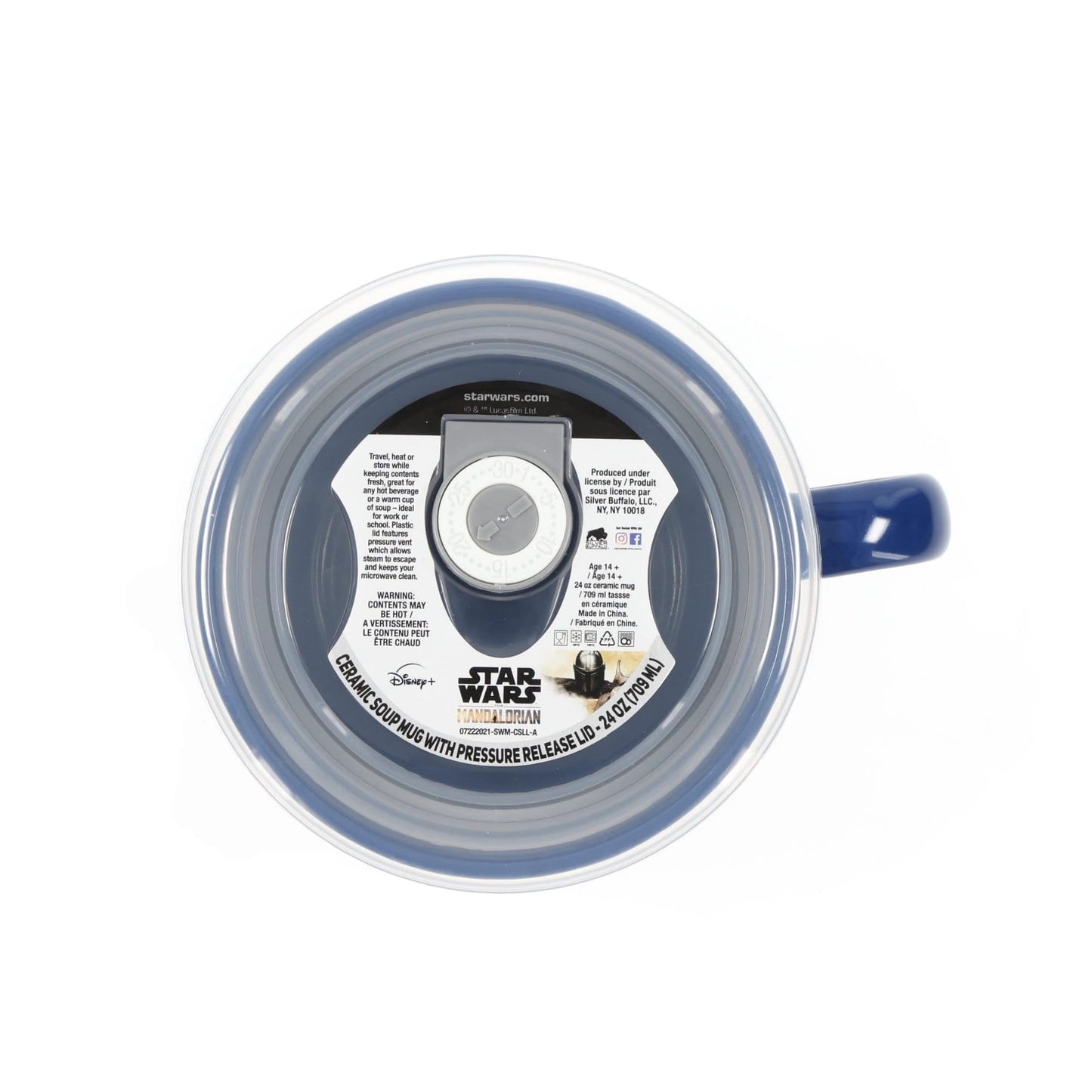 Taza de Sopa de Cerámica Silver Buffalo Star Wars The Mandalorian 24 Onzas con Tapa Ventilada