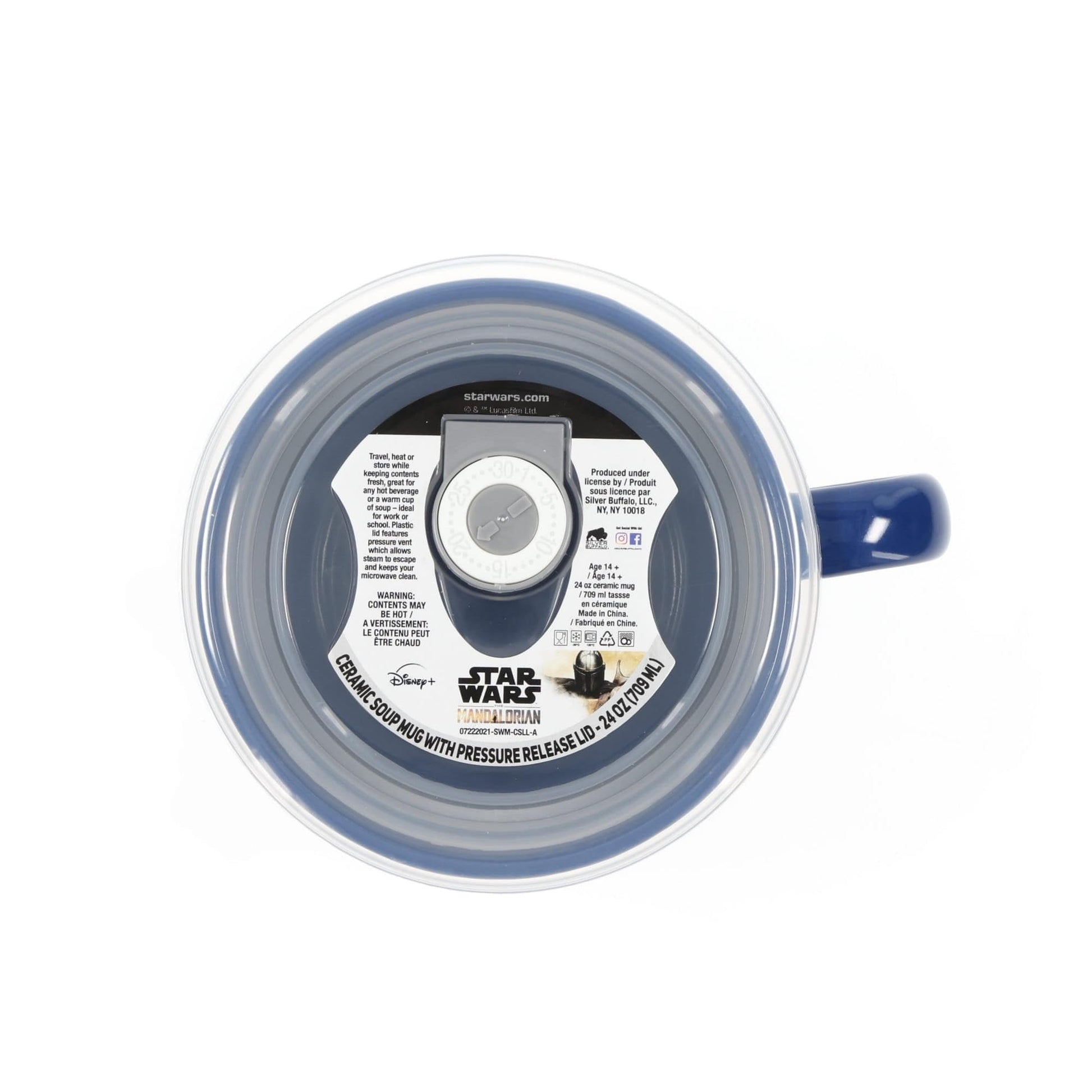 Taza de Sopa de Cerámica Silver Buffalo Star Wars The Mandalorian 24 Onzas con Tapa Ventilada