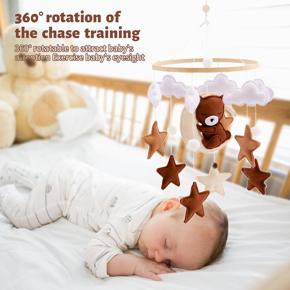 Decoración de cuarto de bebé, móvil para cuna – oso móvil boho decoración de guardería – móvil para moisés – colgante para guardería y techo