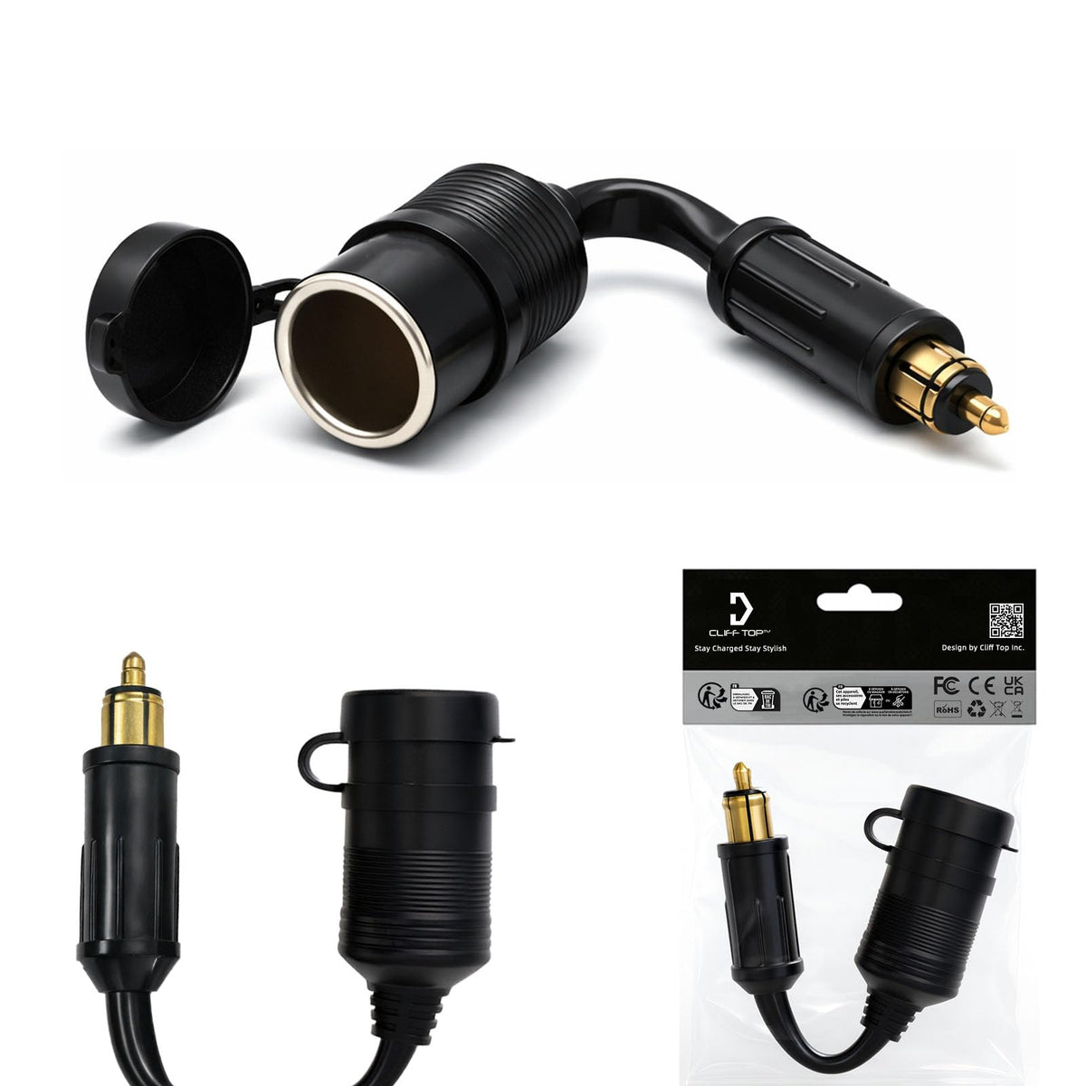 Adaptador Hella Cliff Top Negro Extensión de Cable de 4,5 cm