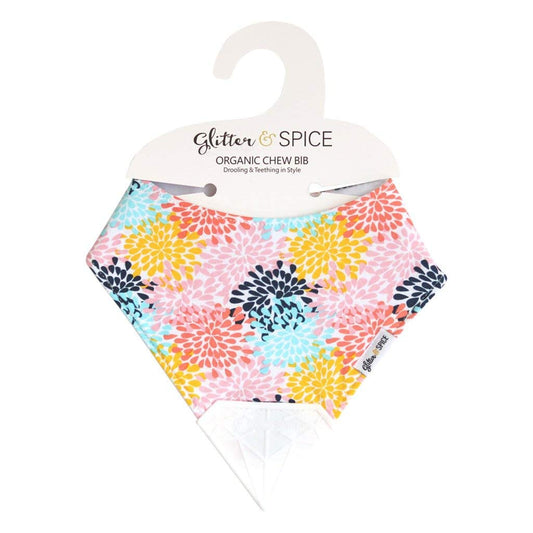 Glitter and Spice Organic Chew Bib, Chrysanthemums