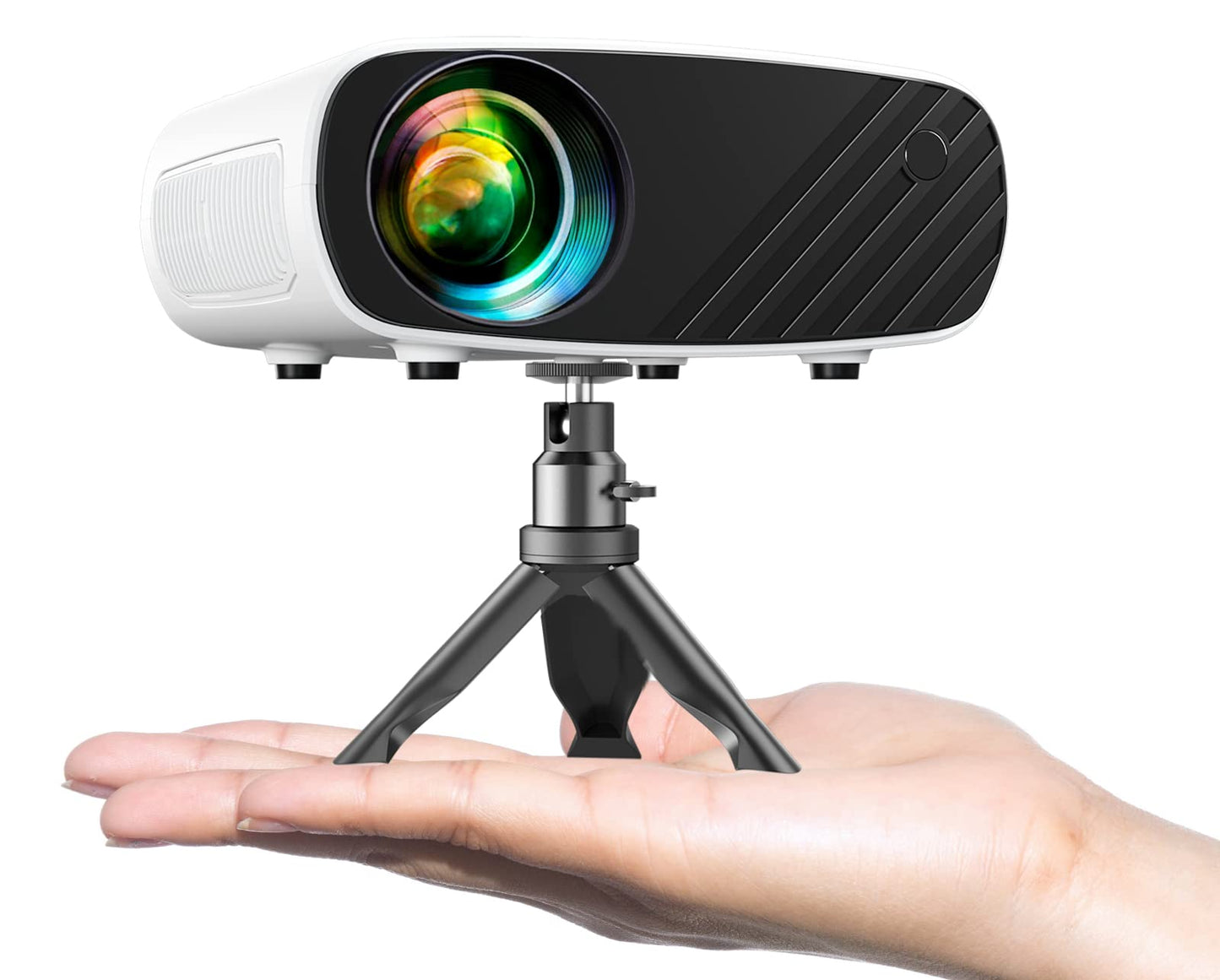 ELEPHAS - Mini proyector para iPhone, proyector HD 1080P actualizado 2024, proyector portátil 8000L con trípode, proyector de película Compatible con Android/iOS/Windows/TV Stick/HDMI/USB