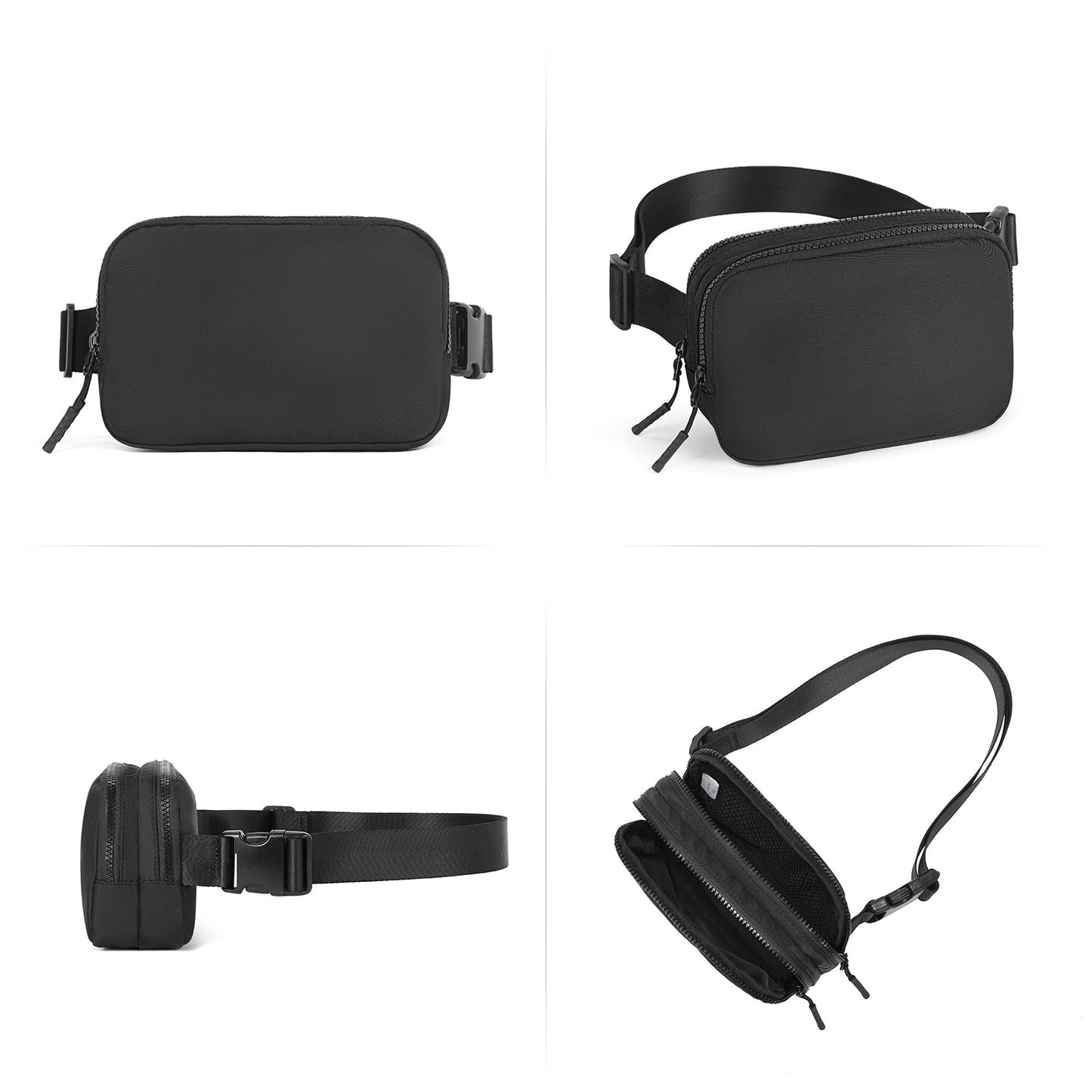 CLUCI - Riñonera pequeña para mujer, bandolera en todas partes de moda, riñonera para mujer con correa ajustable, A1-1 Negro, Pequeño