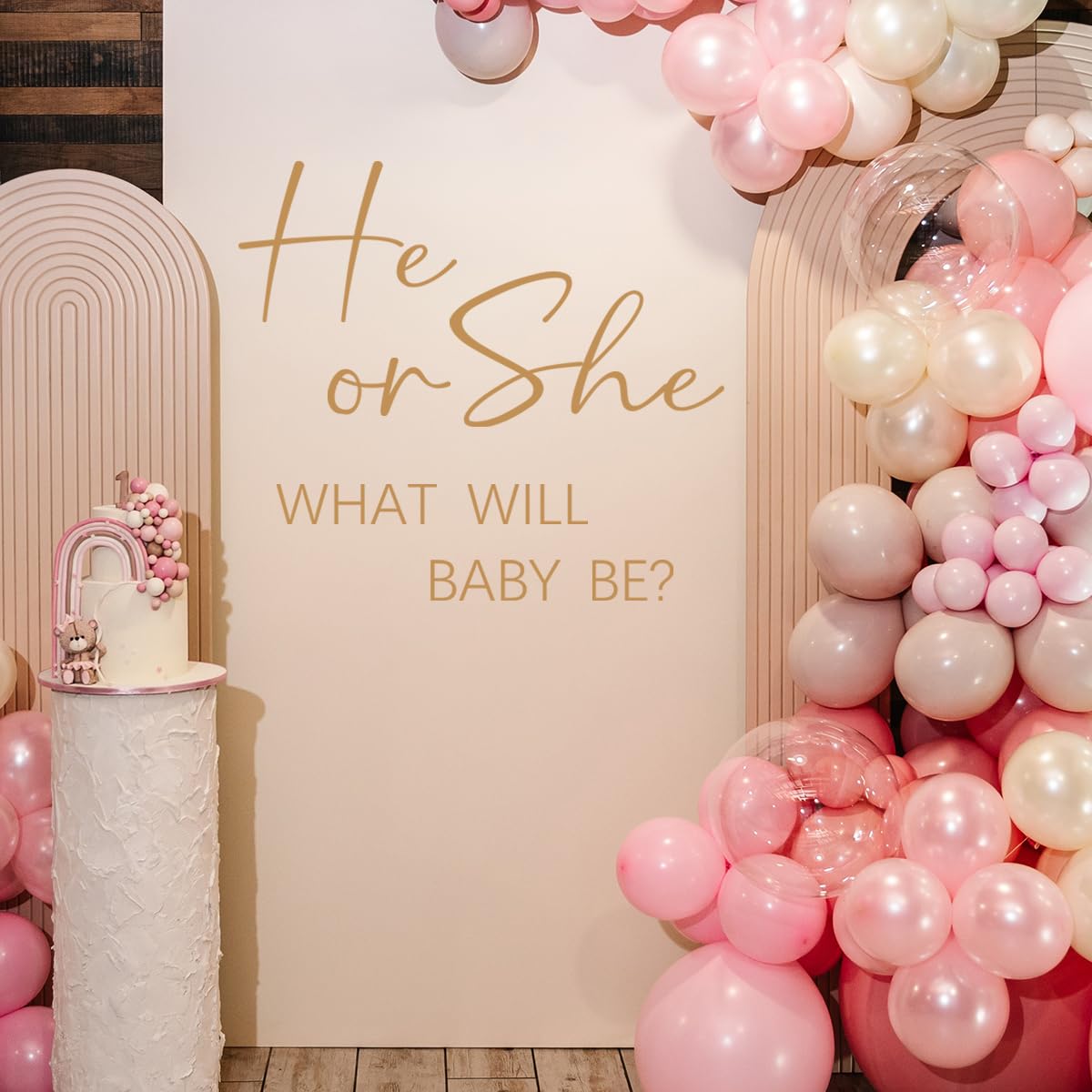 He or She Baby - Calcomanías de pared para revelar género – Calcomanías de vinilo para telón de fondo de fiesta