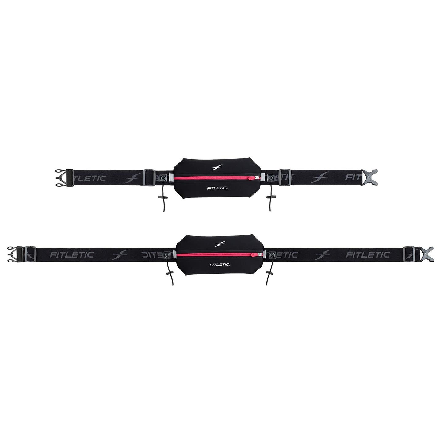 Fitletic Neo Race Belt | Diseño único sin Rebote para maratón, triatlón, Sendero, 5k, 10k | Single Pounch N01R Neo, Rosa/Negro, Talla única