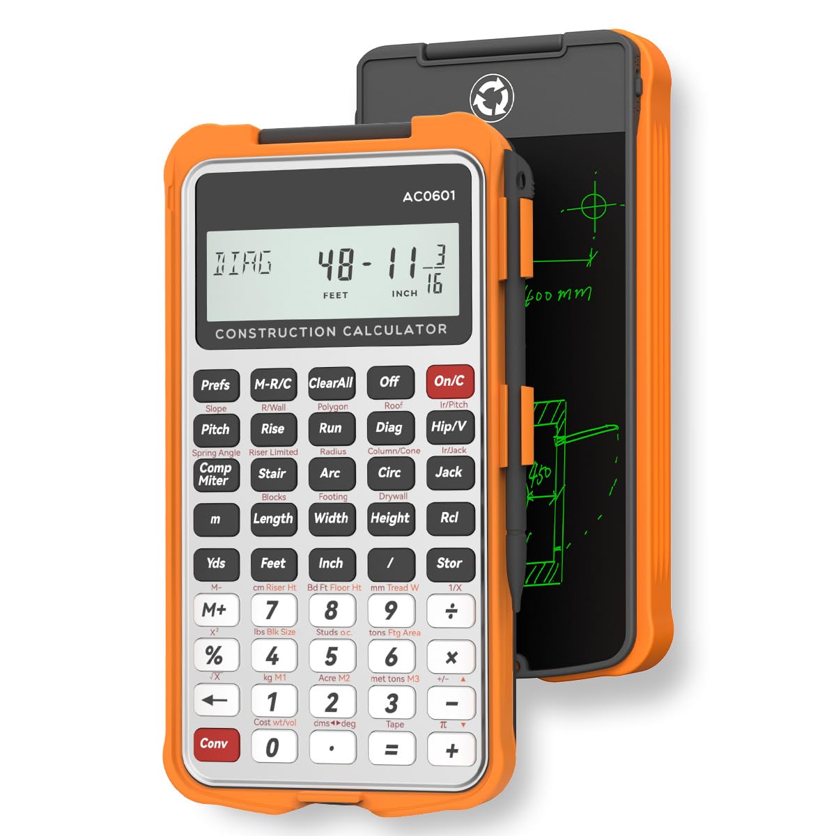Calculadora de Construcción ROATEE Plateada con Tableta de Escritura