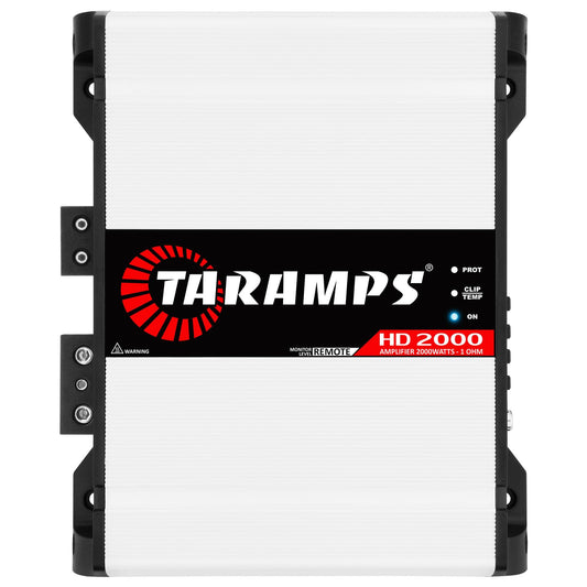 Amplificador Rango Completo Taramps Blanco con Monitor LED y Crossover Clase D de 2000 W RMS 1 Canal 1 Ohmio