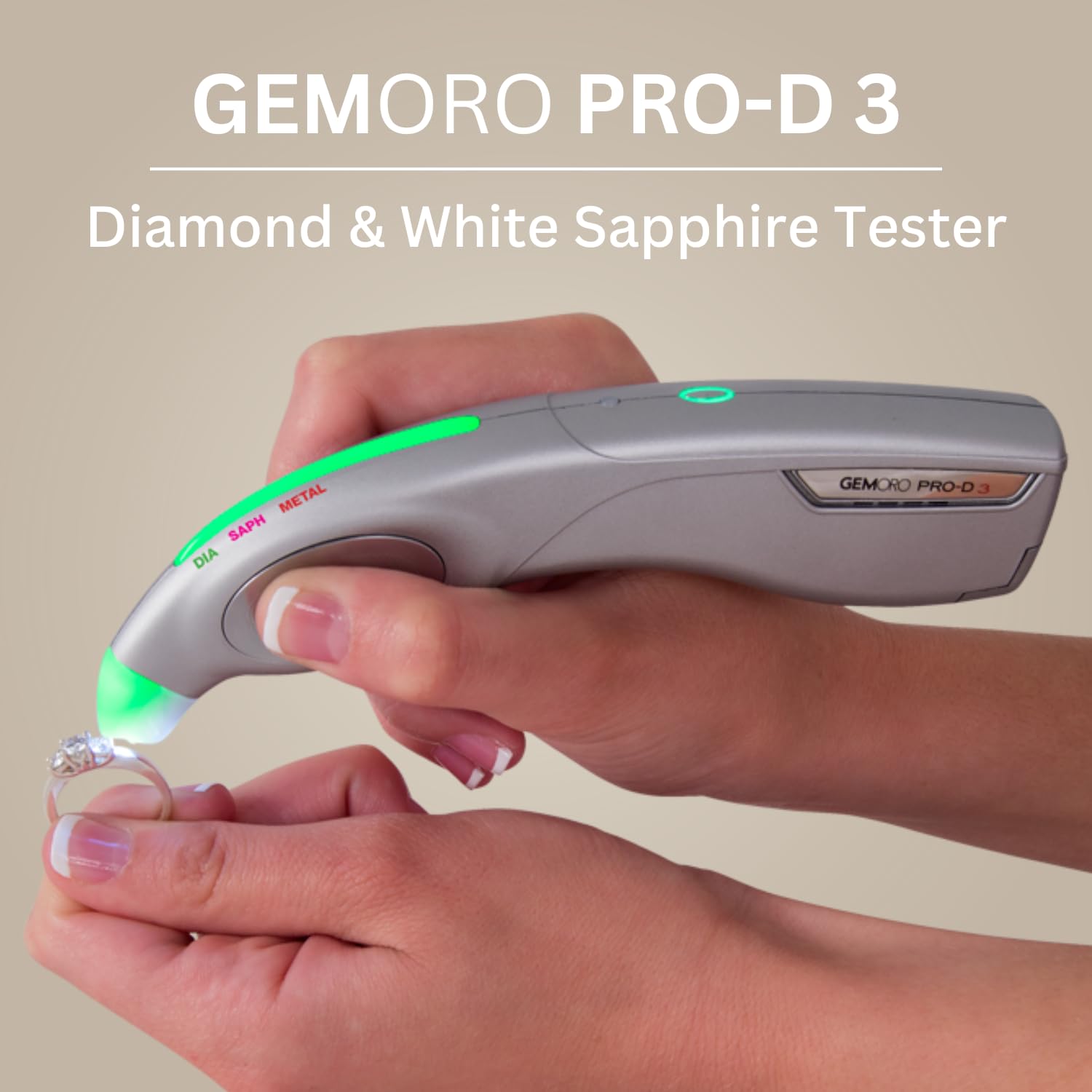 GemOro Pro-D - Probador de 3 diamantes | Prueba de diamante y piedra de zafiro blanco | Herramienta de precisión con lectura profesional experta y precisión