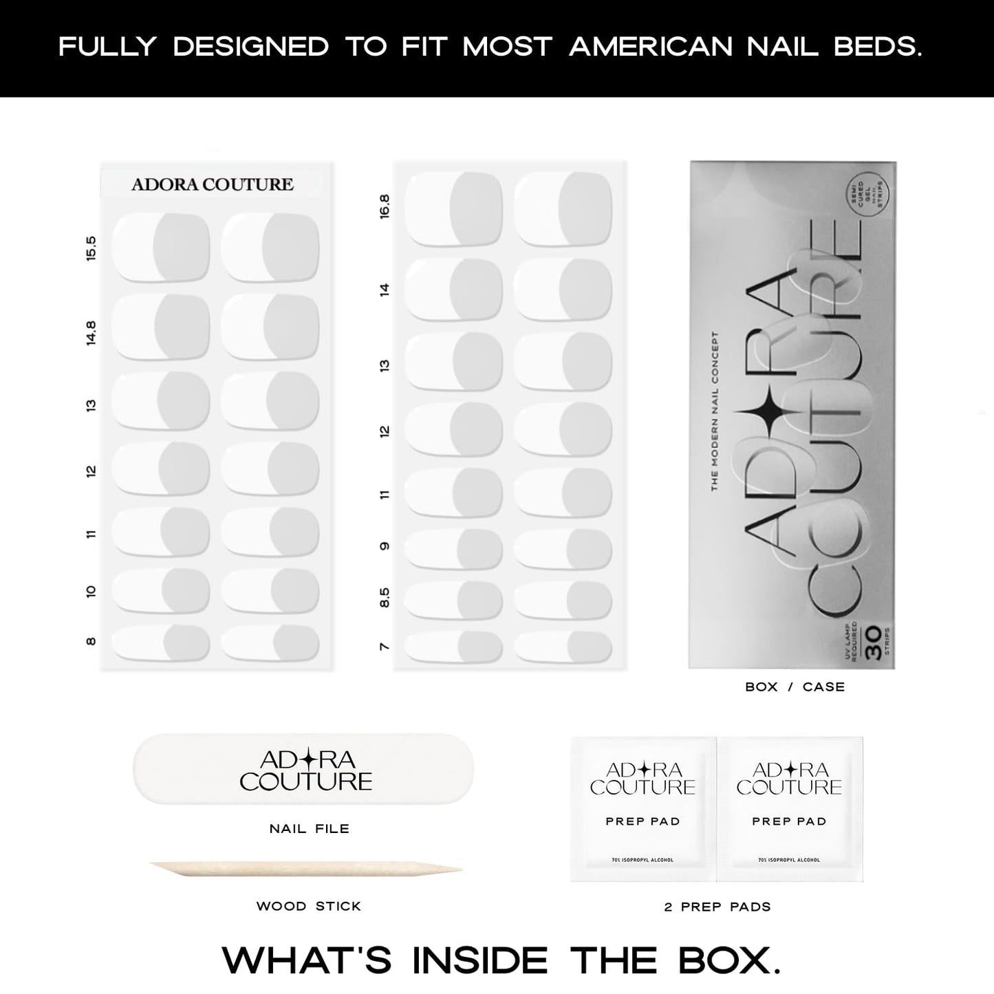 Tiras de uñas de gel semicuradas con 30 piezas, pegatinas de uñas de gel UV y envolturas de uñas, kit completo de manicura incluye almohadillas para orejas de preparación, lima de uñas y palo de