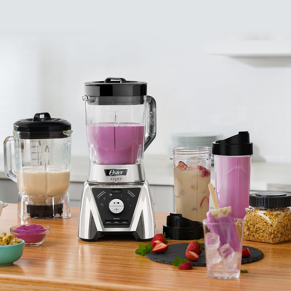 Licuadora Oster Xpert Series Azul con Control de Textura y Accesorios 2 Litros 3 Programas de Velocidad