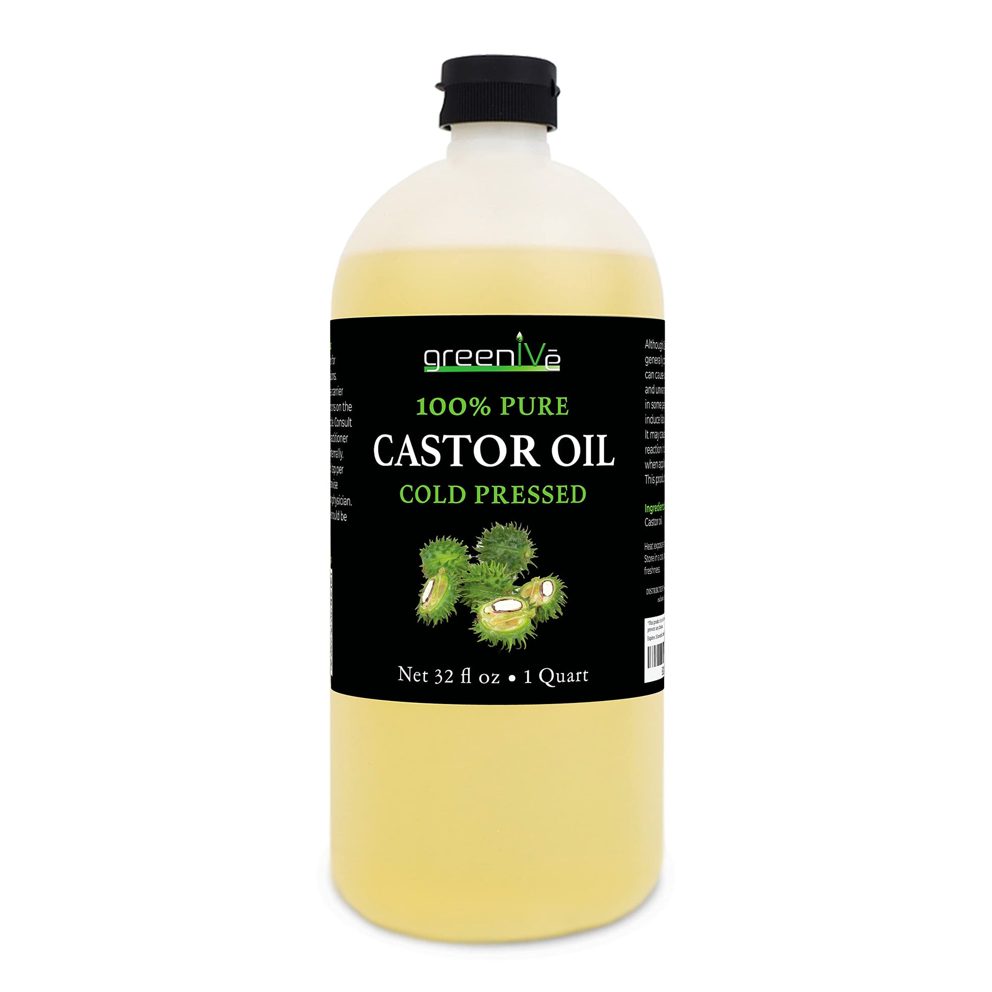 GreenIVe – 100% puro aceite de ricino – prensado en frío – libre de hexano – exclusivamente en Amazon … (32 oz)