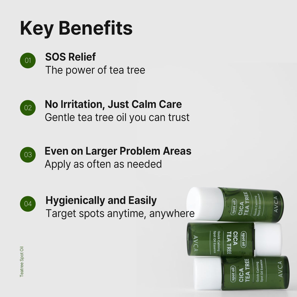 AVCA Aceite facial calmante rápido con centella asiática y árbol de té — Cuidado calmante para imperfecciones, aceite de centella asiática y árbol de té con 4-terpineol, ligero, específico para EE. UU