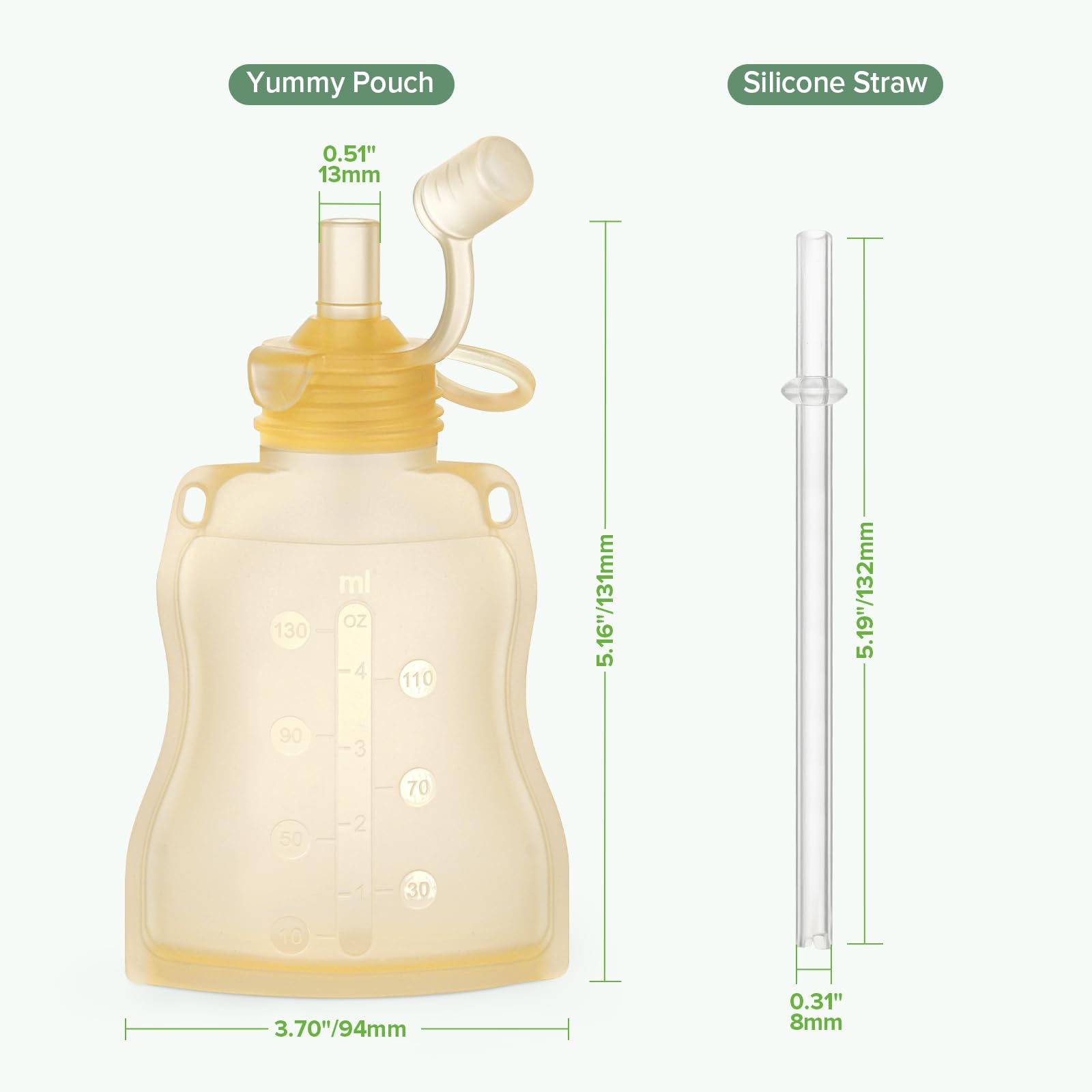 haakaa - Bolsa reutilizable para alimentos para bebés, bolsas reutilizables para niños pequeños, bolsa exprimible lavable, congelador – Haz alimentos orgánicos caseros para bebés/niños, 4 onzas
