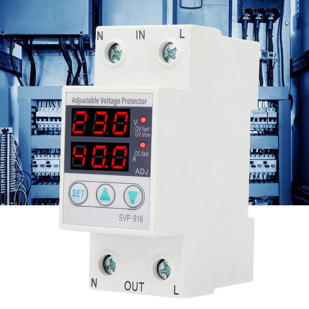 Inteligente monofásico ajustable sobretensión bajo voltaje protector de corriente, 230VAC 50/60Hz(63A)