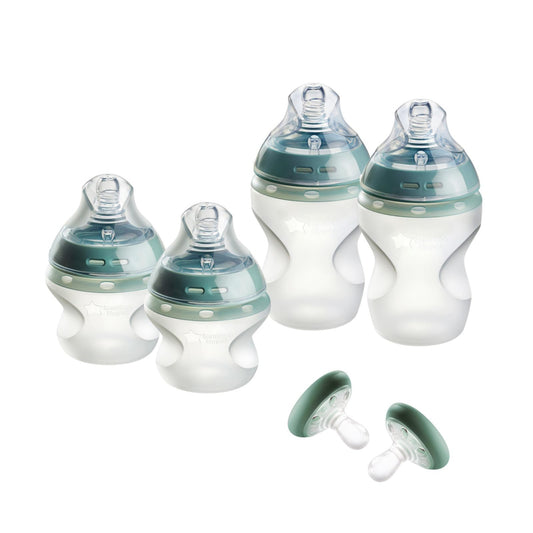 Set de Biberones y Chupetes de Silicona Tommee Tippee Natural Start Azul con Auto-esterilización para Bebé