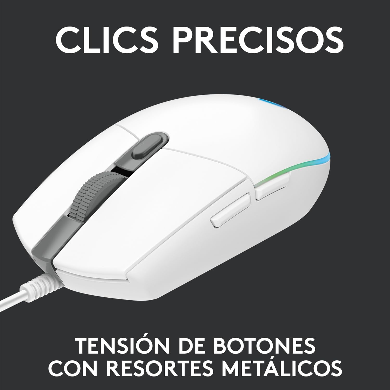 Logitech G203 LIGHTSYNC Mouse Gaming con Iluminación RGB Personalizable, 6 Botones Programables Seguimiento de hasta 8,000 DPI, Ultra-ligero - Blanco