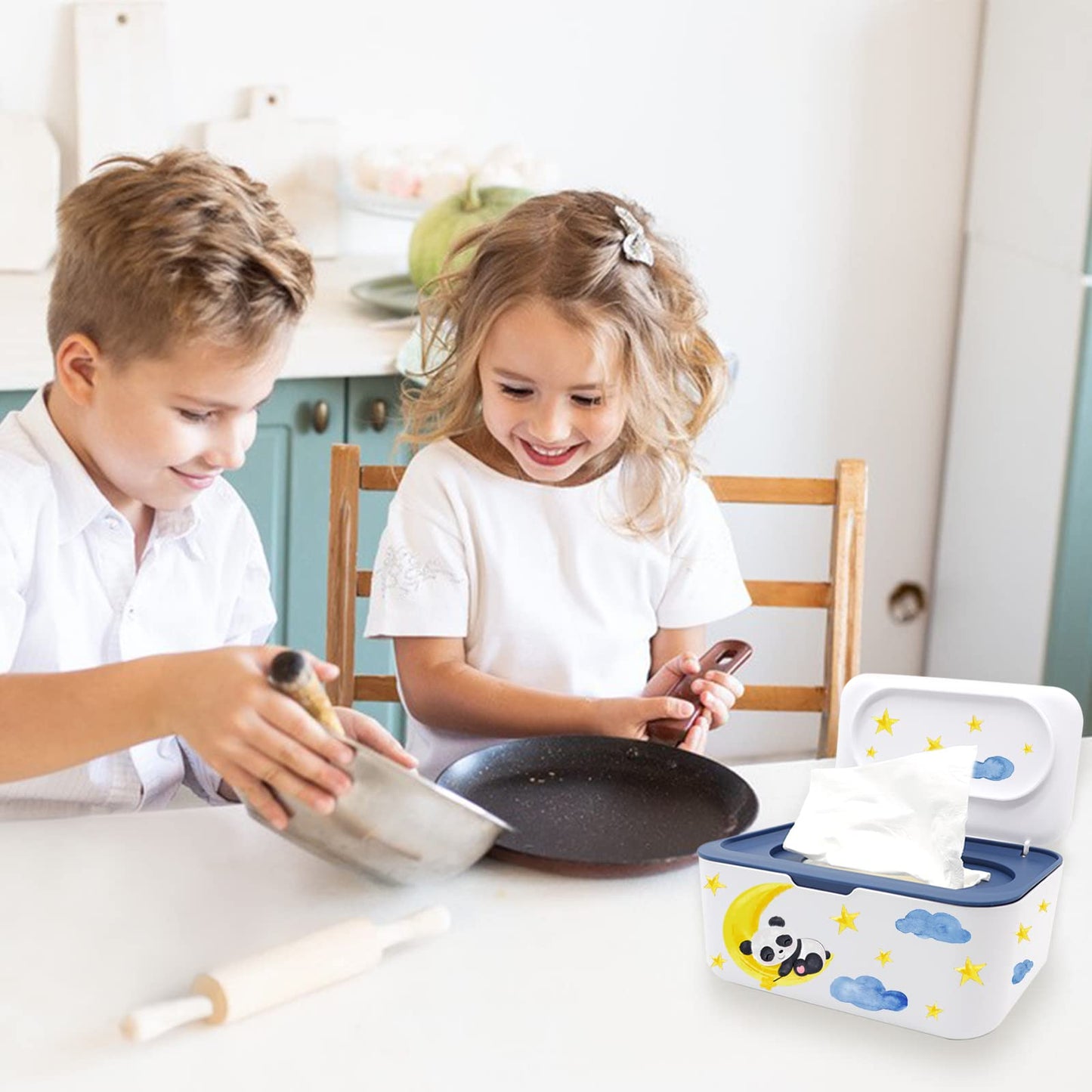 Dispensador de toallitas para bebé, soporte para toallitas de pañales con tapa, contenedor recargable con diseño de sellado, caja de almacenamiento para toallitas desechables para baño, mantiene las toallitas frescas, fácil de abrir y cerrar
