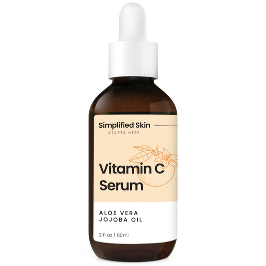 Sérum de vitamina C 20% para cara y ojos (2 onzas), tratamiento antienvejecimiento, arrugas, acné y manchas oscuras con ácido hialurónico y suero facial antioxidante de Simplified Skin