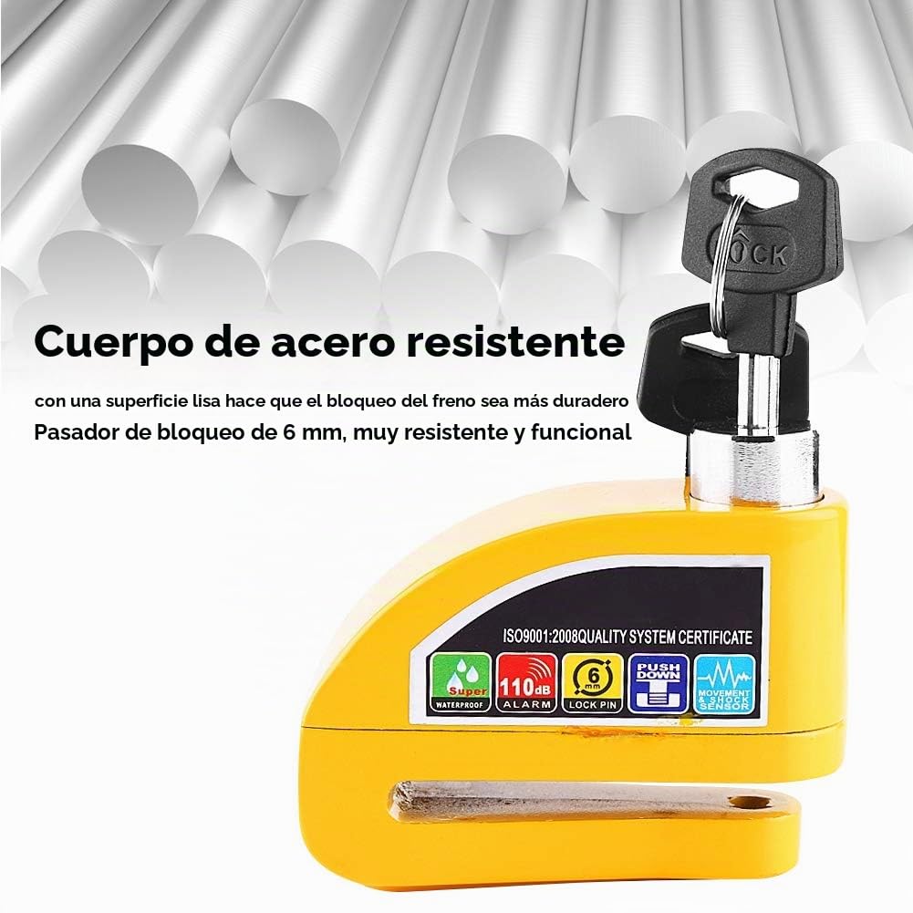 Candado Antirrobo de Disco con Alarma y Sensor de Movimiento para Bicicleta y Motocicleta
