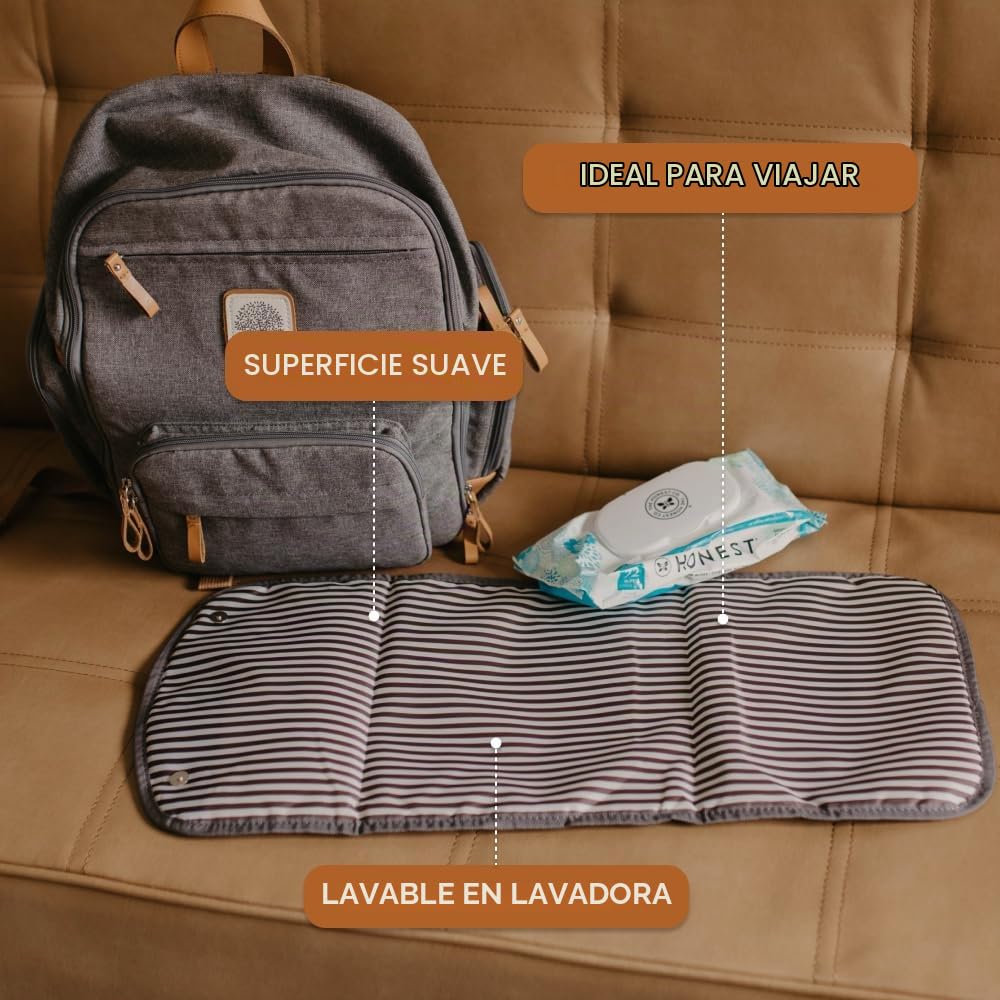 Parker Baby - Cambiador portátil para pañales | Cambiador de pañales grande y amigable para viajar, sin fugas y lavable, tapete plegable para guardería, acolchado para mayor comodidad, para todas las