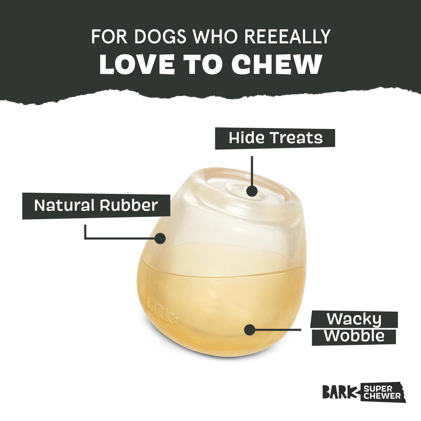 Barkbox Tipsy - Juguete de goma rosada para perros - Dispensador de golosinas - Juguetes para perros medianos a grandes