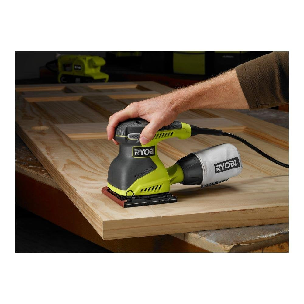 Ryobi S652DGK Lijadora de hojas orbital de 1/4 pulgadas de 2 amperios con bolsa de polvo (no embalaje minorista) (renovada)
