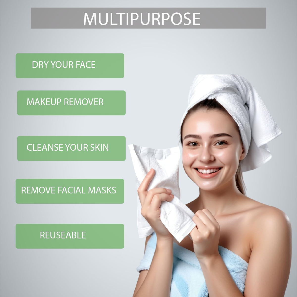 FIBERTOWELS Toallitas Faciales Desechables, Ultrasuaves Y Súper Resistentes, Biodegradables Y Reutilizables, Toallitas Desmaquillantes, Toalla Limpia Desechable, 10 X 12", Nuevo Paquete Doble de 100 U