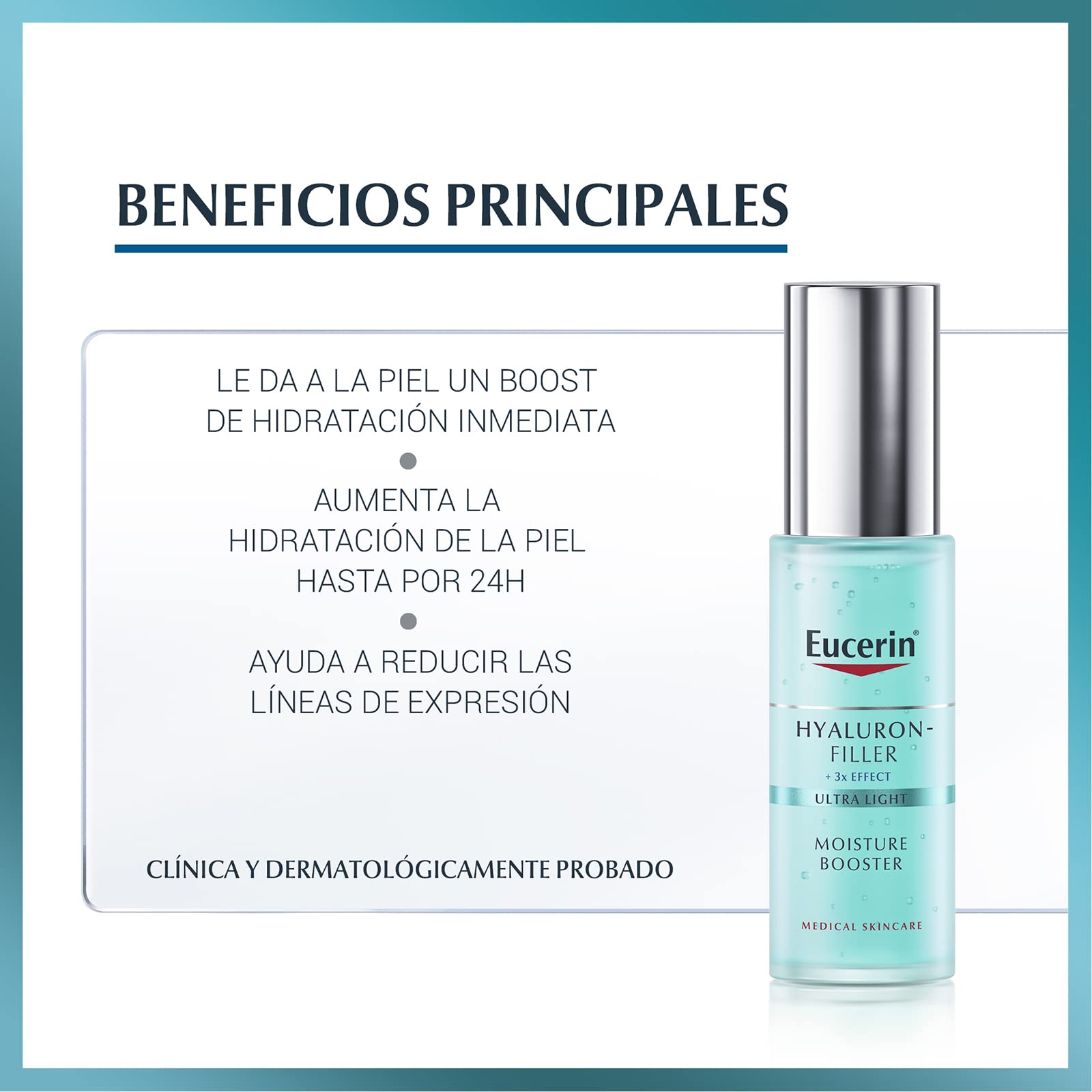 Eucerin Gel hidratante ácido hialurónico Hyaluron Filler Moisture Booster,30ml + Gel Limpiador Facial DermatoClean para piel normal a mixta, 200ml, empaque puede variar