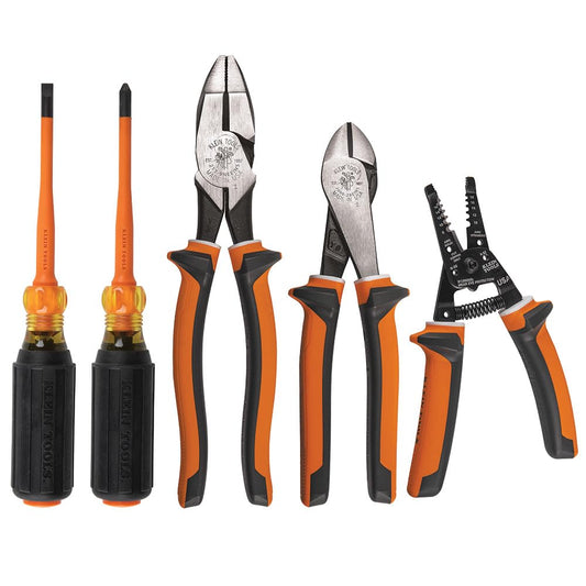 Klein Tools 94130 - Juego de herramientas de destornillador aislado de 1000 V con puntas delgadas Phillips #2 y gabinete de 1/4 pulgadas, 2 alicates y pelacables