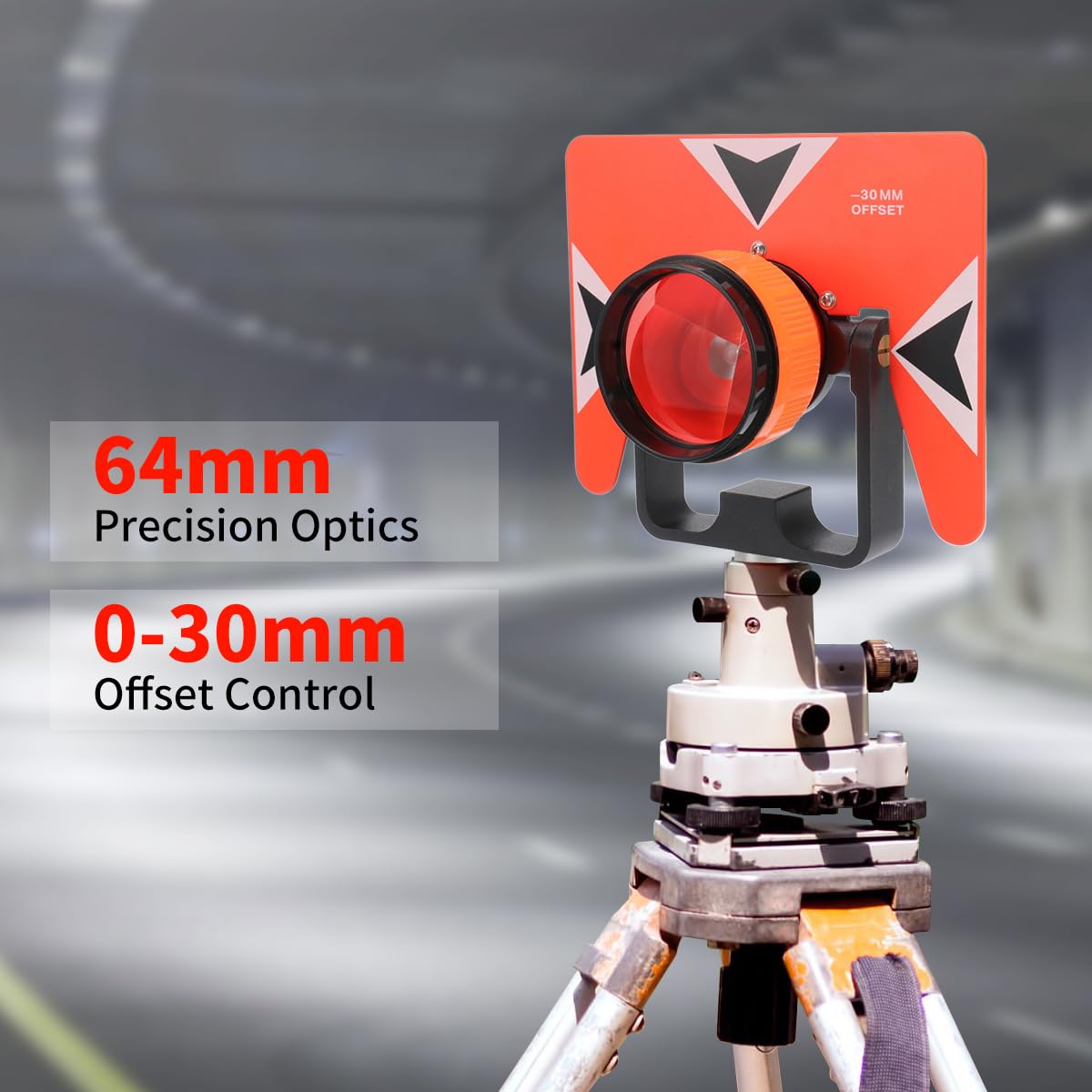 Prisma de Inclinación Única de Metal con Desplazamiento de 0/-30 mm y Rosca de 5/8"-11 para Estaciones Totales Duraderas