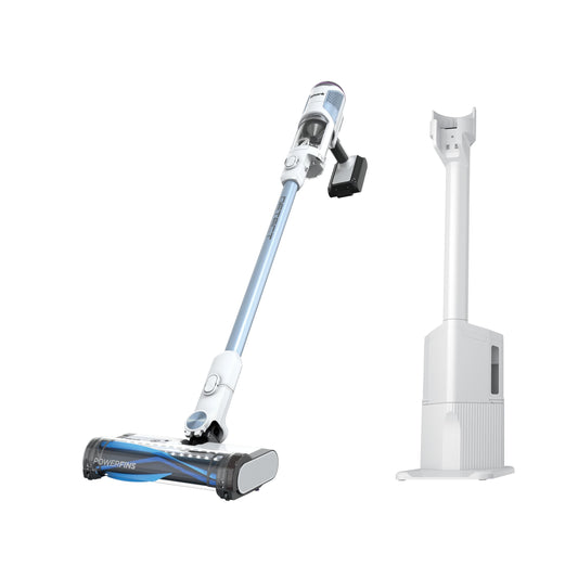 Shark Detect Cleand and Empty, Aspiradora Inalámbrica, Sistema de Limpieza con Autovaciado, con Tecnología de Limpieza Profunda, Filtro HEPA, Azul, IW4521LAA
