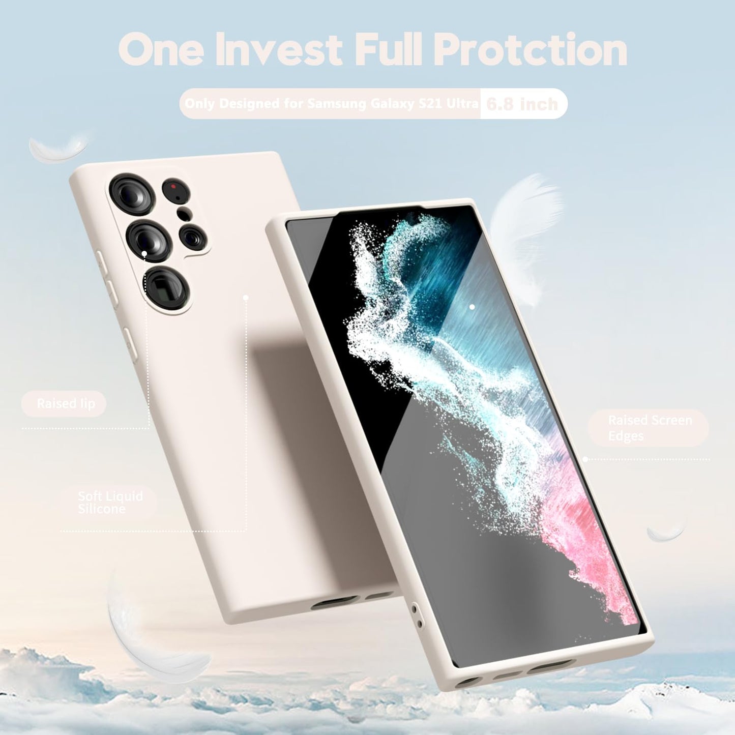 oakxco - Funda de silicona líquida para Samsung Galaxy S22 Ultra, fina y delgada, de goma suave, de poliuretano termoplástico (TPU), para mujeres y niñas, protección sólida mate y a prueba de golpes,