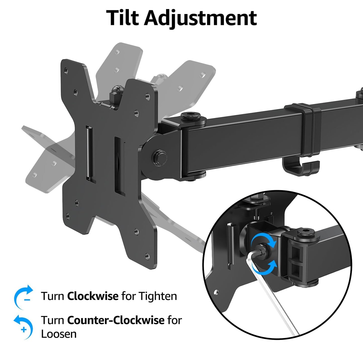 Soporte de Computadora MOUNTUP Negro Ajustable para Monitor VESA 2 Pantallas 27 Pulgadas