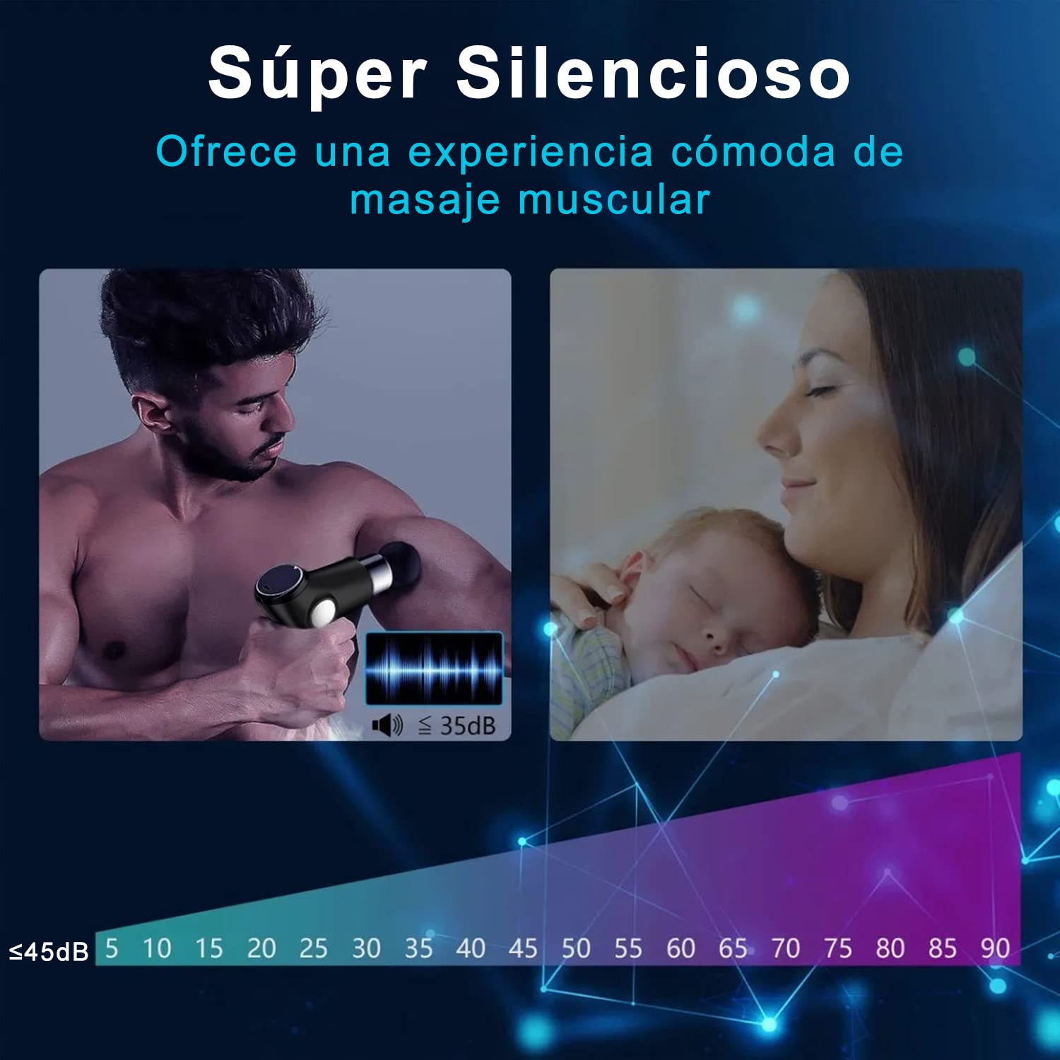 Pistola de Masaje, 8 Cabezales de Pistola Masaje Muscular, 32 Niveles Ajustables, Ultra Silenciosos y Pantalla Táctil LCD Pistola Masajeadora para aliviar el dolor y la rigidez de los músculos