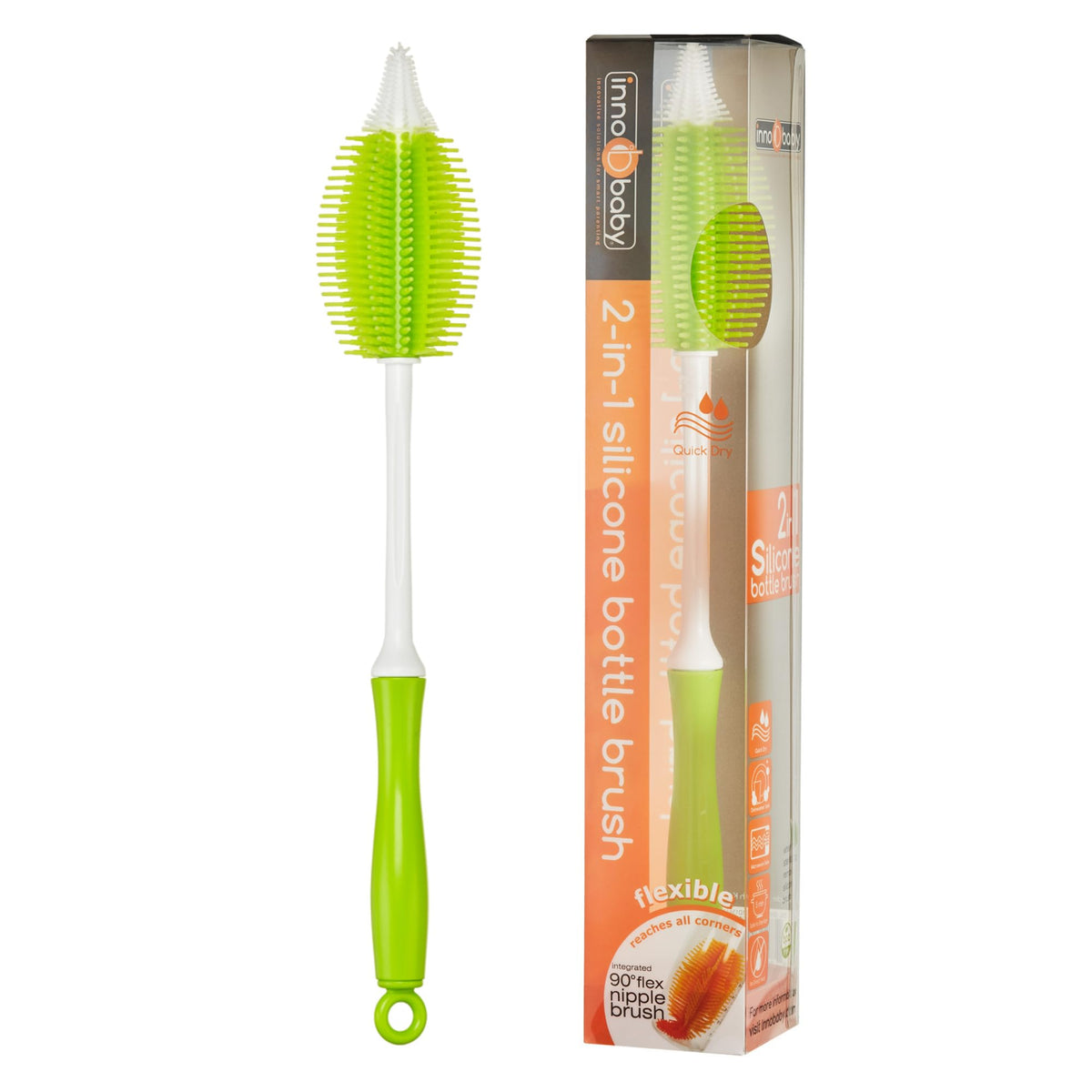 Innobaby cepillo para polvo de silicona 2 en 1, color verde