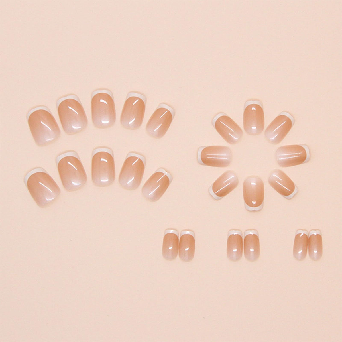 CLYHLTMZ Uñas postizas cuadradas cortas con diseño de San Valentín, 24 unidades, brillantes, con diseños blancos, cobertura total, acrílicas, reutilizables, con adhesivo, para mujer, tiras de gel.