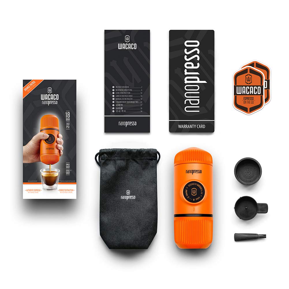 Cafetera Portátil Wacaco Nanopresso Naranja Patrol Versión Mejorada de Minipresso para Viaje y Camping