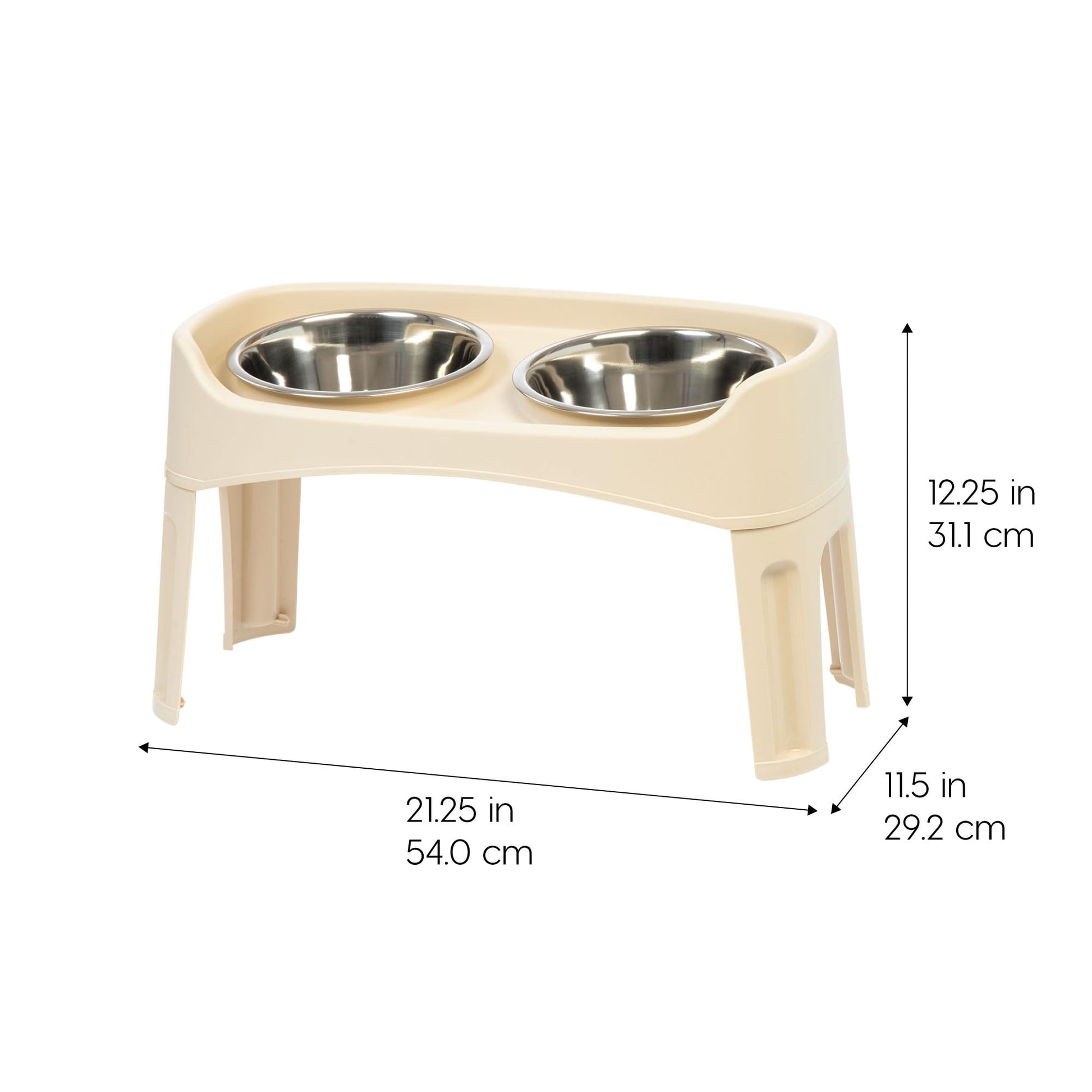 IRIS USA Comederos Elevados para Perros con 2 Cuencos de Acero Inoxidable de 1.9 L, Altura de 30.5 cm, Almendra