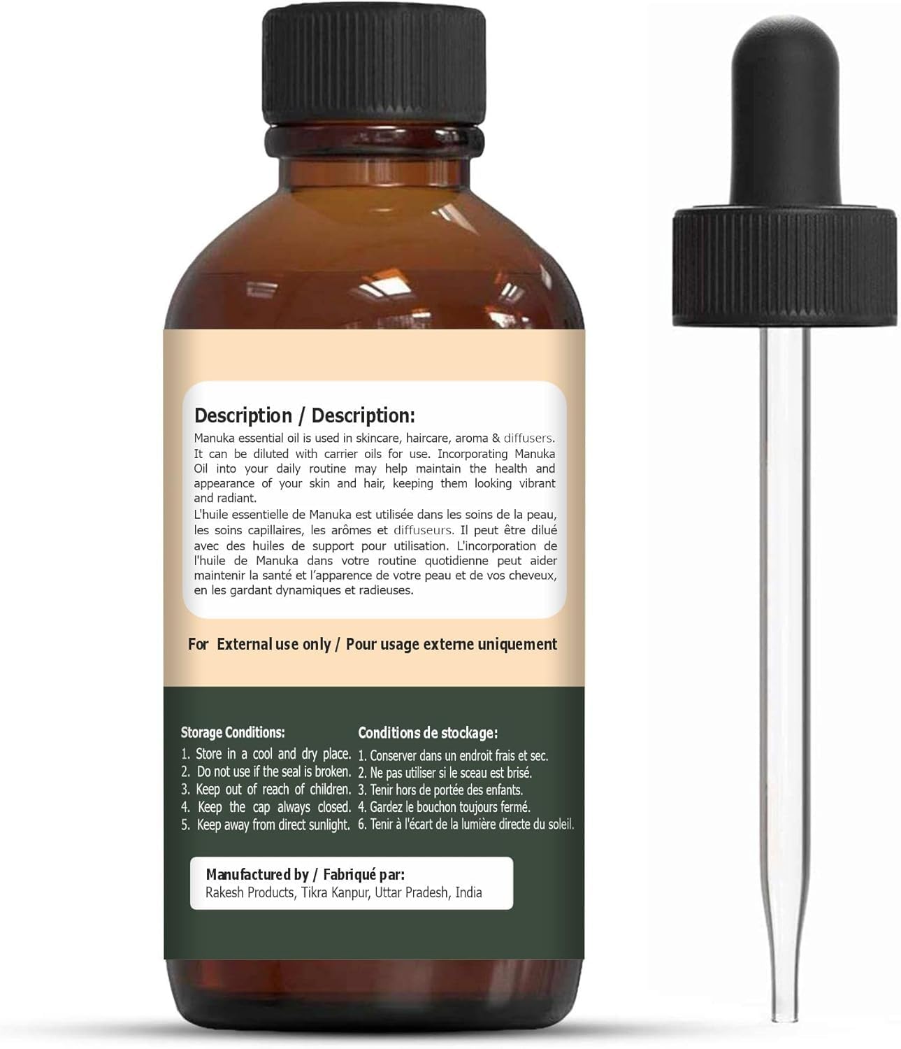 Organic Zing Manuka (Leptospermum scoparium) Oil | Pure & Natural Oil for Skin Care. Hair Care, Aroma & Diffusers- 30ml/1.01fl oz