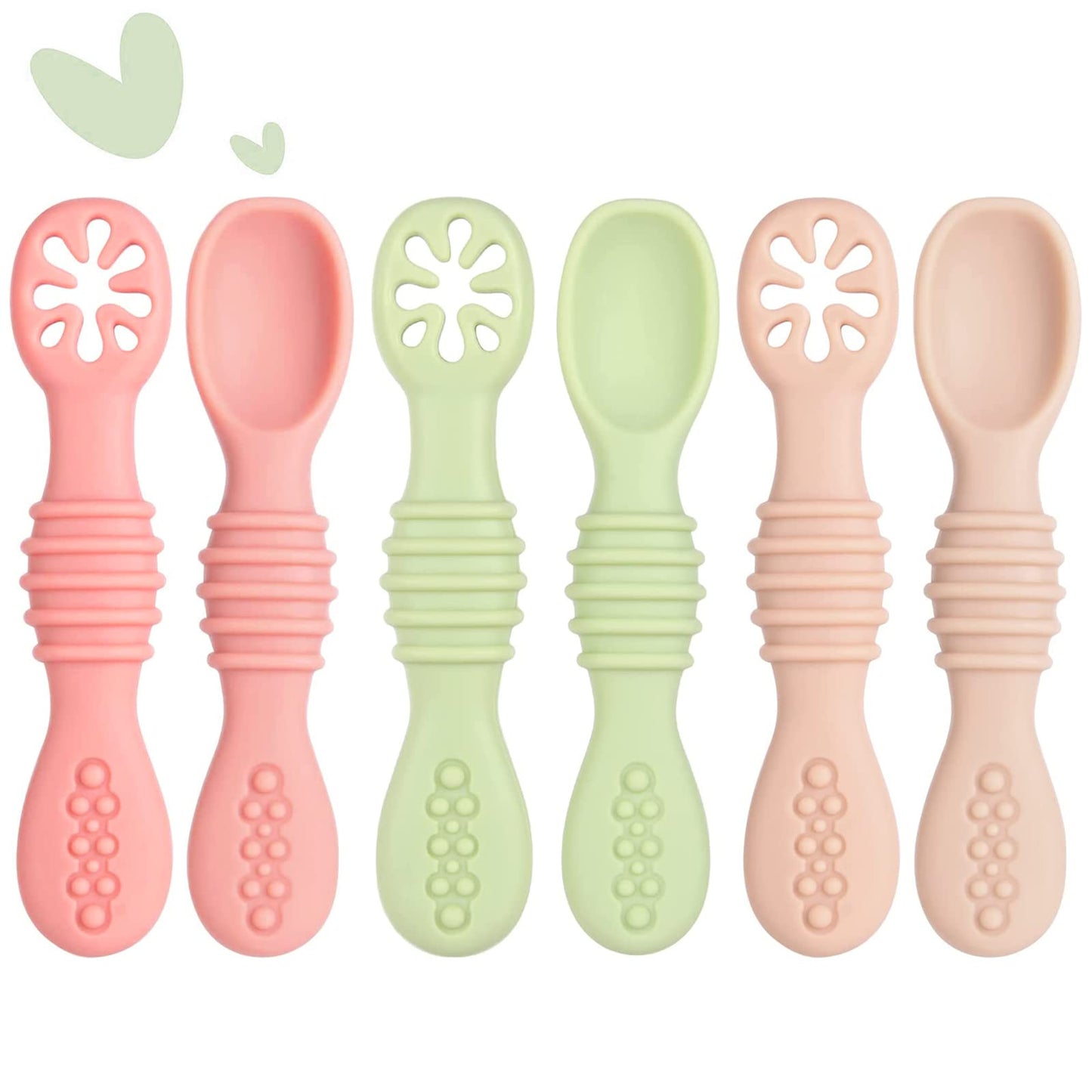 Juego de Cucharas Masticables Silicona Pequeños para Bebé