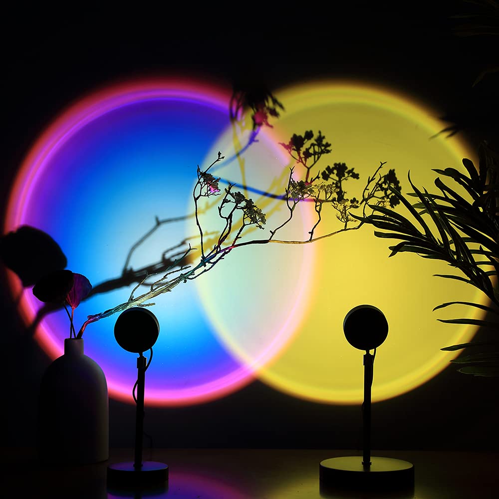 Lámpara de puesta de sol, proyector de luz arcoíris de rotación de 360 grados, lámpara de proyección nocturna para selfie/fotografía/decoración del hogar/dormitorio/sala de estar